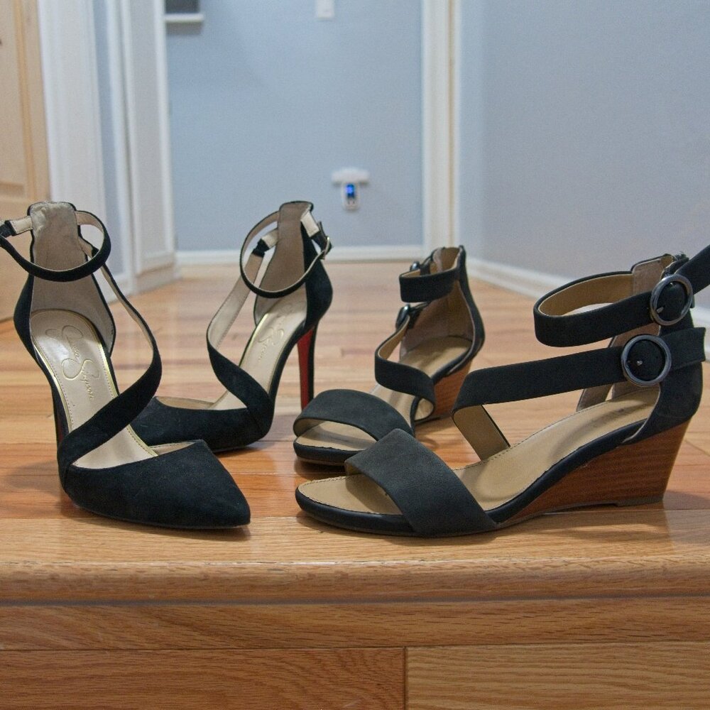 JESSICA SIMPSON & FRANCO SARTO black leather shoes, 7.5